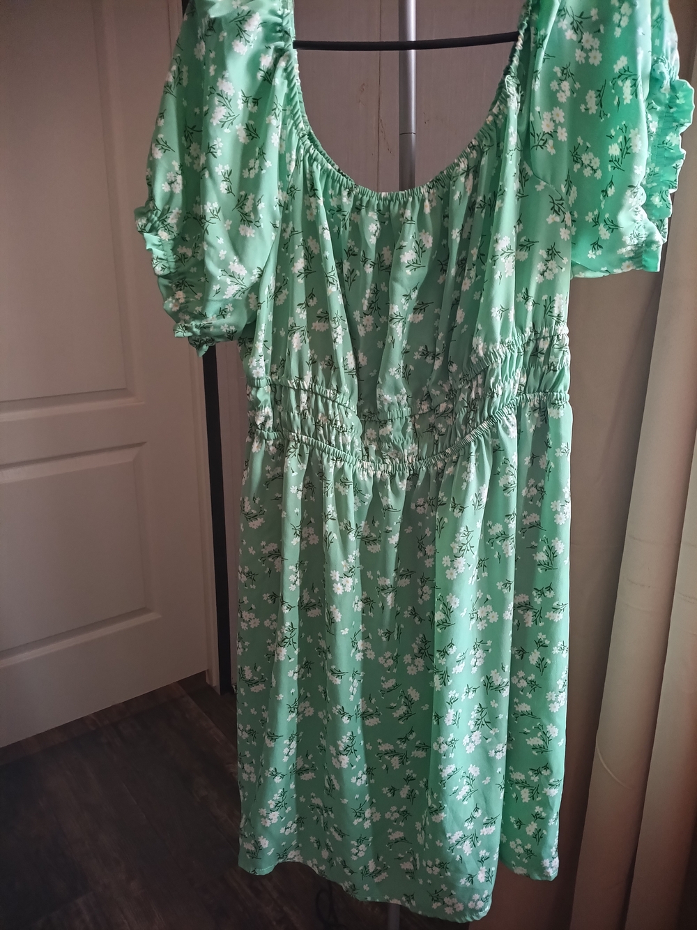 Liberty Love Mint Green Floral Puff-Sleeve Dress